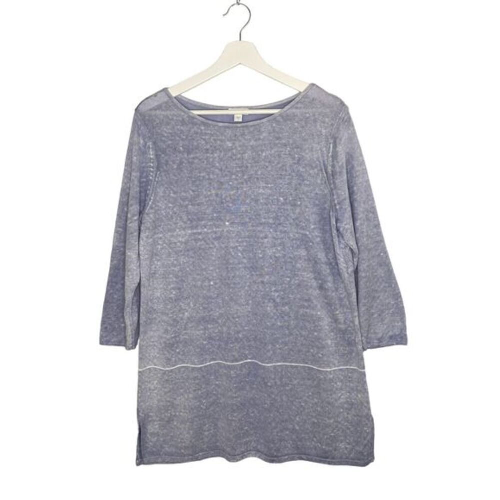 pure J.Jill Medium Blue Linen Tunic Knit Beach Quiet Luxury Breathable Lagenlook